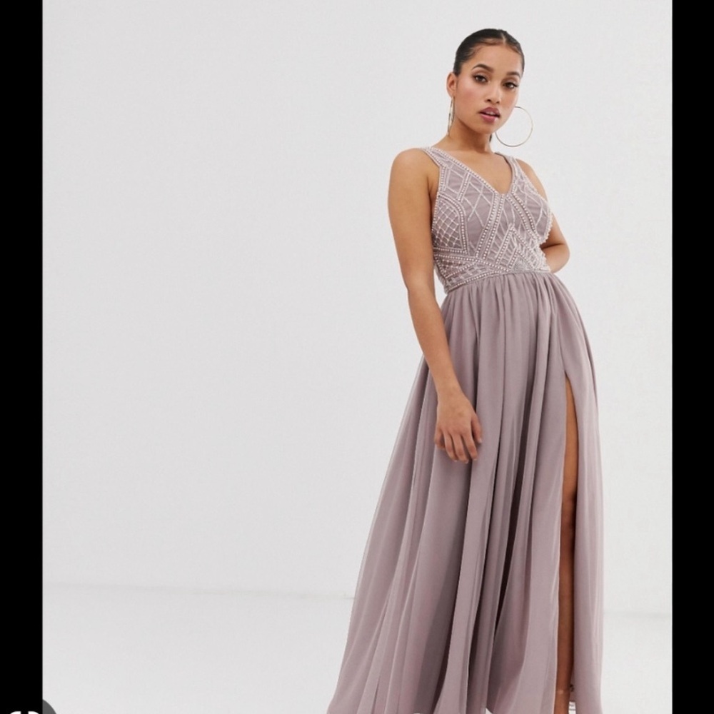 NWT ASOS Petite beaded lavender gown size 4